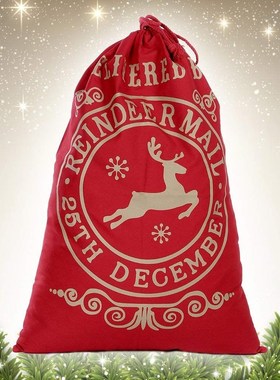 2PCS Christmas Santa Sack Large Xmas Jute Bag Christmas Gift