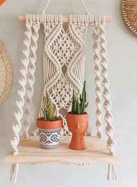 Boho Macrame Wall Hanging Shelf Handmade Woven Tassel Tapest