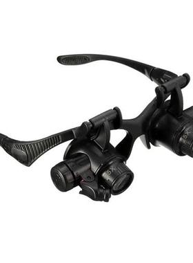 Portable 10X 15X 20X 25X Spectacles Glasses LED Lamp Magnifi