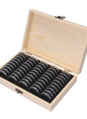 Pine Wood Coin Holder Wooden Coins Storage Box 适用于 Collec
