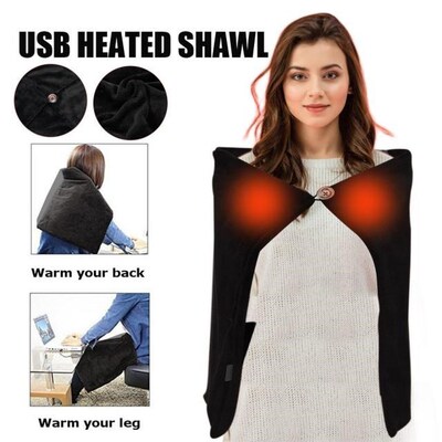 5V USB Winter Electric Blankets Heated Shawl Wrap Detachable
