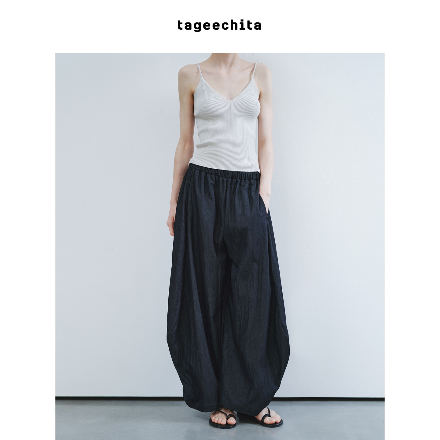 TAGEECHITA 极简风自然垂坠空气感立体剪裁花苞阔腿休闲长裤
