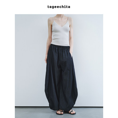 TAGEECHITA 极简风自然垂坠空气感立体剪裁花苞阔腿休闲长裤