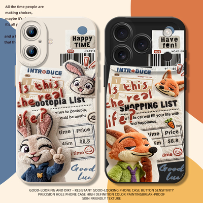 报纸尼克和朱迪手机壳适用苹果17情侣17pro疯狂动物城iphone17promax动漫电影联名air新款液态硅胶全包保护套