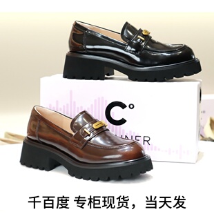 A25107303B01B05 漆皮复古JK小皮鞋 千百度2025新款 英伦厚底乐福鞋