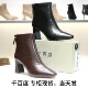 千百度2025新静音粗跟皱纹羊皮后拉链短靴女靴子A25577249A01A02