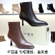 千百度2025新尖头侧拉链细跟高跟女靴短靴子裸靴A25590605A01A02