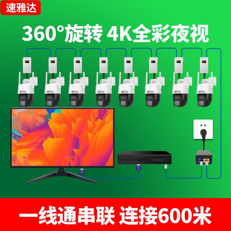 大容量旋转监控设备套装全套配件监控器店铺用商用一线通串联硬盘