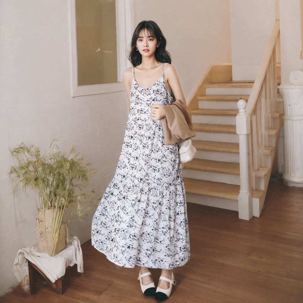 吊带连衣裙女碎花连衣裙西装外套