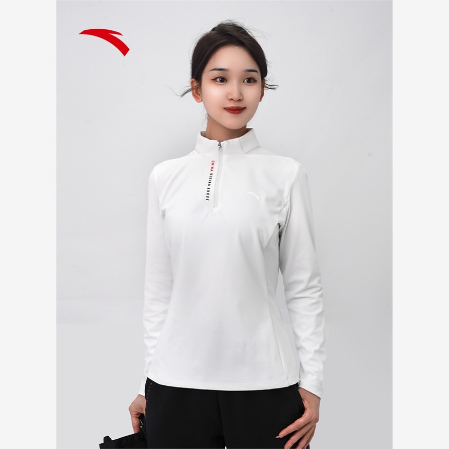 安踏秋季新款女子修身显瘦流光风透气高领长袖162547401RN