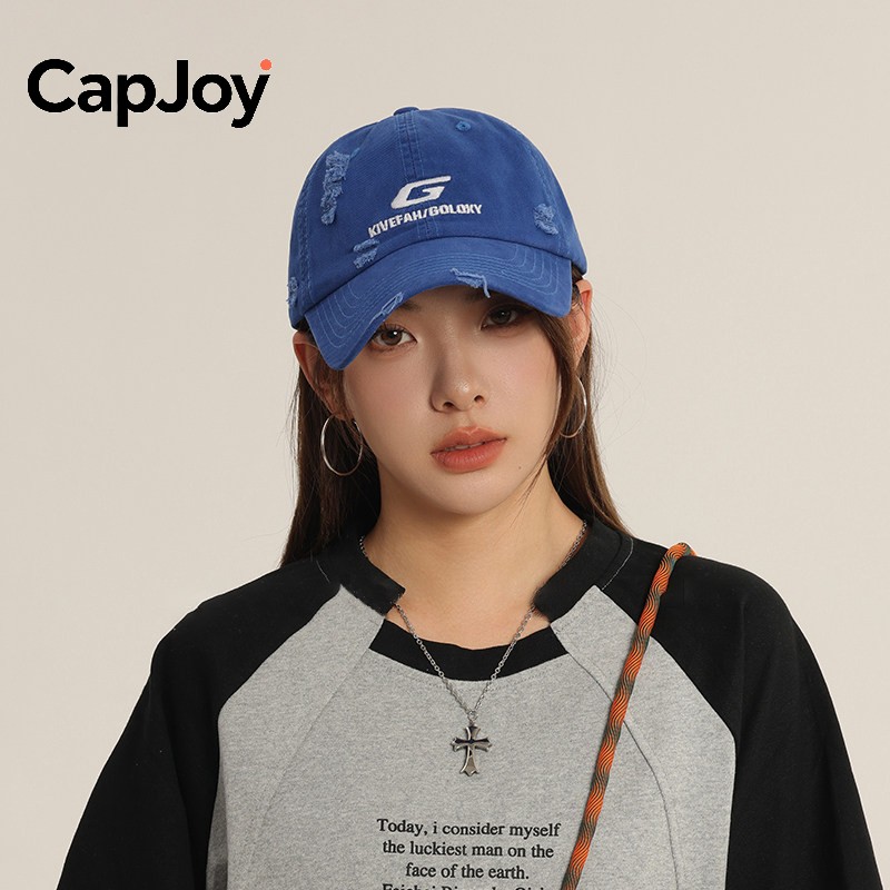 CapJoy联名字母刺绣破洞棒球帽