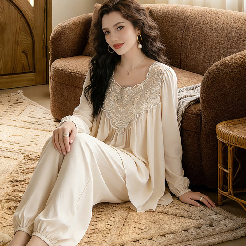 大码睡衣春季女2026正流行巨好看的胖mm宽松长袖长裤家居服套装秋