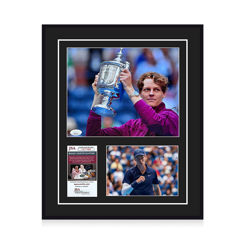 辛纳 亲笔签名 10寸网球夺冠照片 JSA权威认证 精装裱