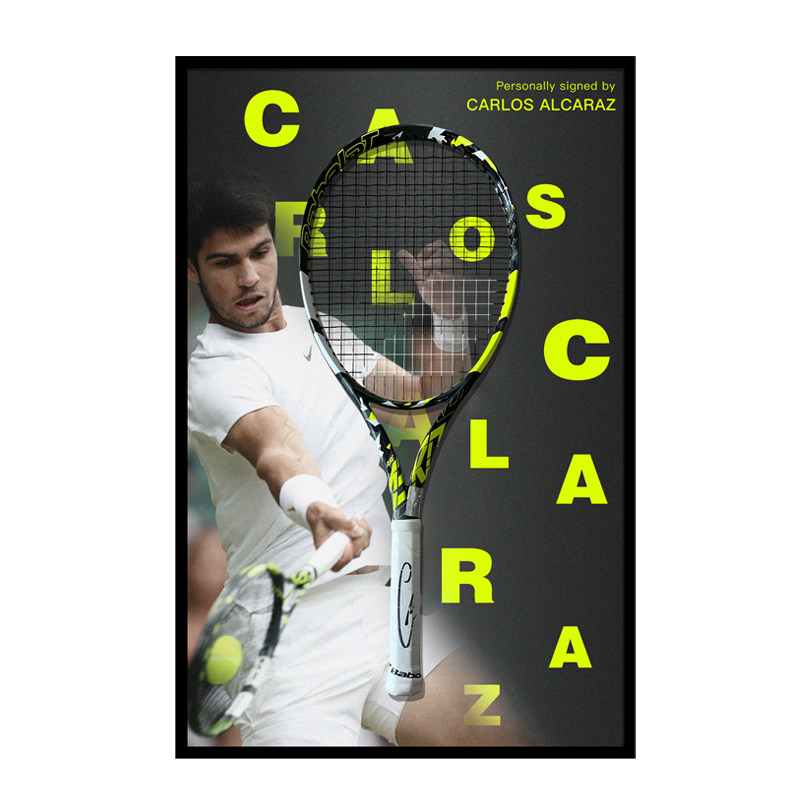阿尔卡拉斯签名球拍 2025法网男单冠军PA网球拍icons证书 精装裱