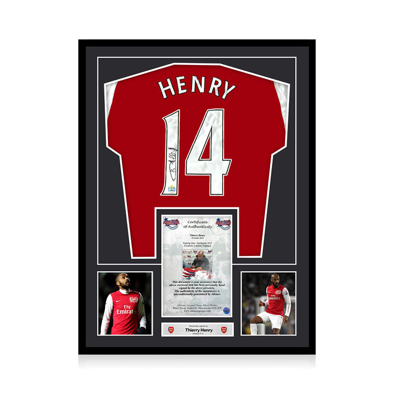 亨利 亲笔签名 阿森纳队球衣 ALLSTAR证书 精装裱 球迷礼物收藏品