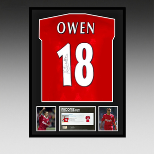 欧文 亲笔签名 1996赛季利物浦队球衣 icons证书 精装裱