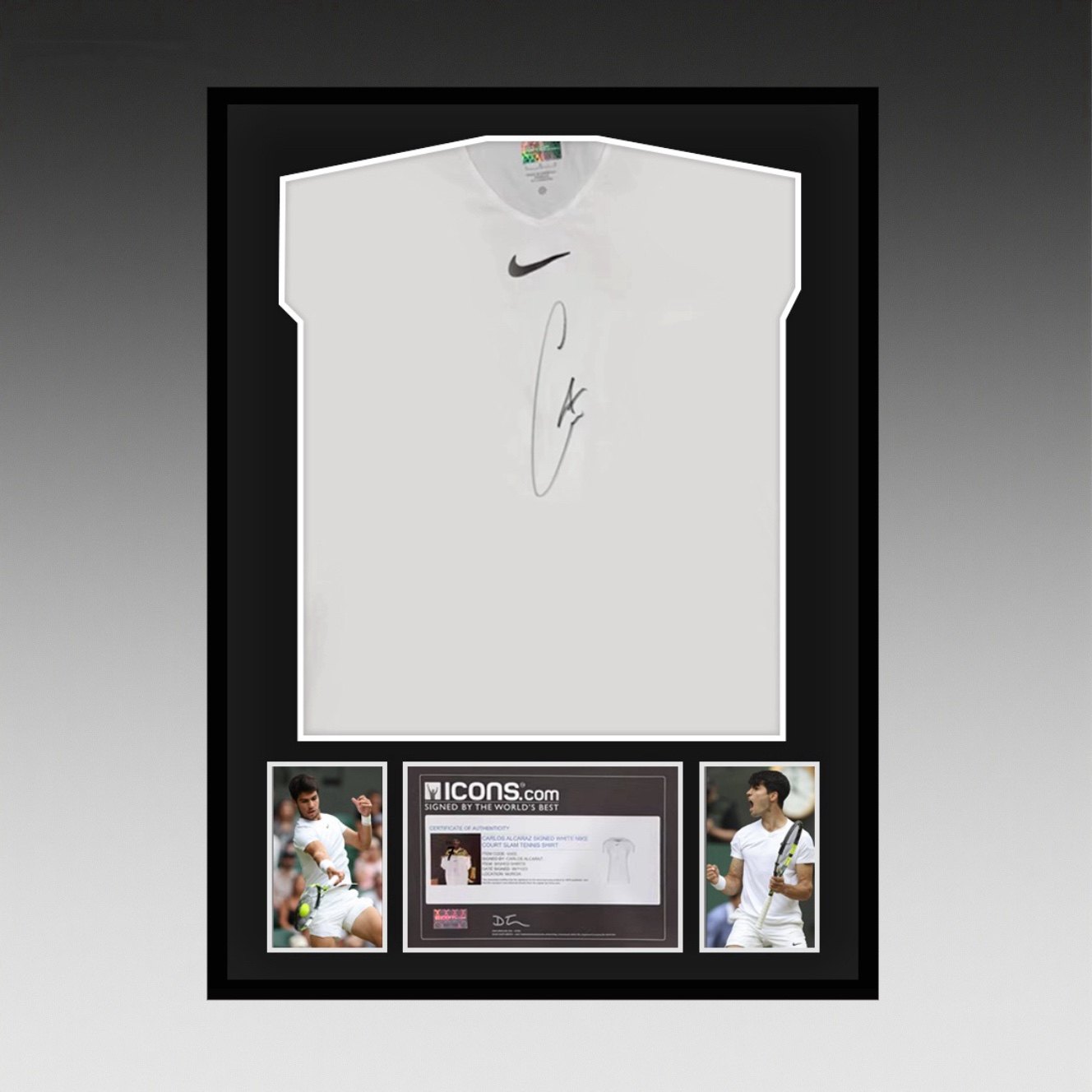阿尔卡拉斯亲笔签名 网球T恤 【icons证书】网球球迷礼物带框
