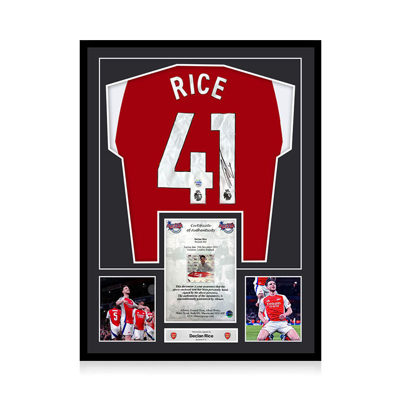 赖斯 亲笔签名 2024-25赛季阿森纳队球衣 ALLSTAR证书 精装裱