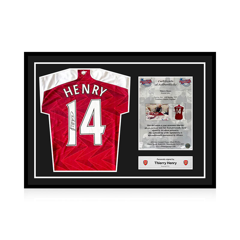 亨利 亲笔签名 阿森纳队球衣 Allstar认证 精装裱