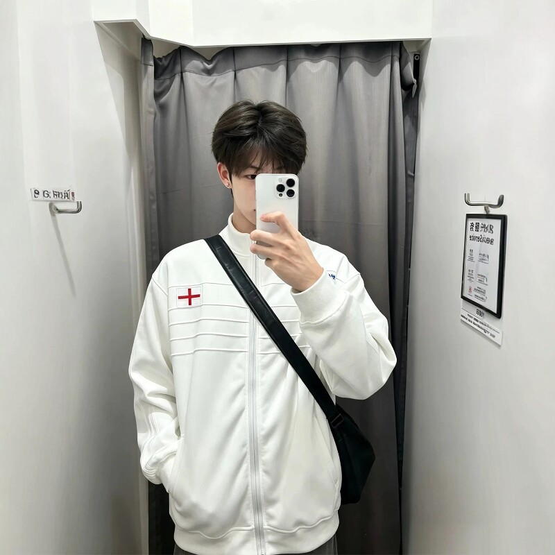 美式潮牌街头痞帅英格兰立领拉链情倡开衫卫衣春秋复古运动风外套