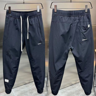 夏季 运动宽松九分速干休闲裤 新款 锥形裤 子 束脚大码 松紧腰轻薄男裤