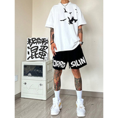 ins潮牌字母抽绳篮球短裤 宽松休闲五分裤 男夏季 大码 2026新款 美式