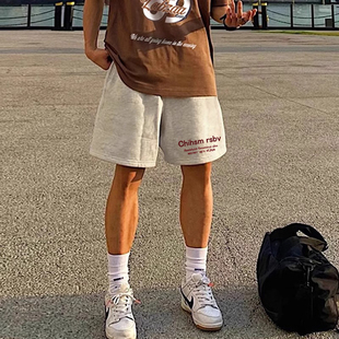 百搭宽松直筒篮球运动短裤 男夏季 街头简约字母印花休闲五分裤 美式