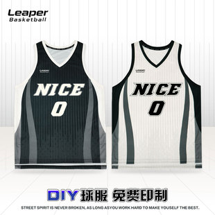 NICE篮球服套装数码印球衣定制复古美式球队训练服比赛运动背心