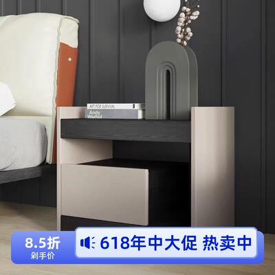 poliform Enzo意式极简床头柜设计师实木卧室收纳烤漆床边储物柜