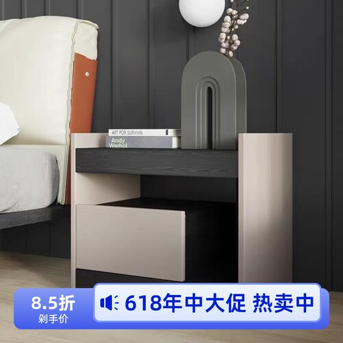 poliform Enzo意式极简床头柜设计师实木卧室收纳烤漆床边储物柜