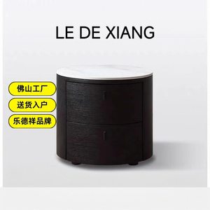 POLIFORM ONDA意式床头柜实木圆形设计师烟熏色大理石极简卧室柜