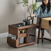 实木移动茶水柜茶桌边柜泡茶台烧水壶一体茶边柜办公室茶具置物柜