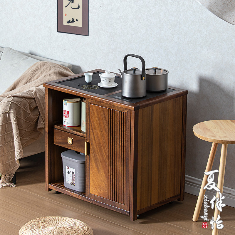 新中式移动茶水柜实木胡桃木茶边柜边柜烧水柜烧水壶一体置物边几,住宅家具,茶几,淘宝优惠券,粉丝福利购,淘宝优惠卷