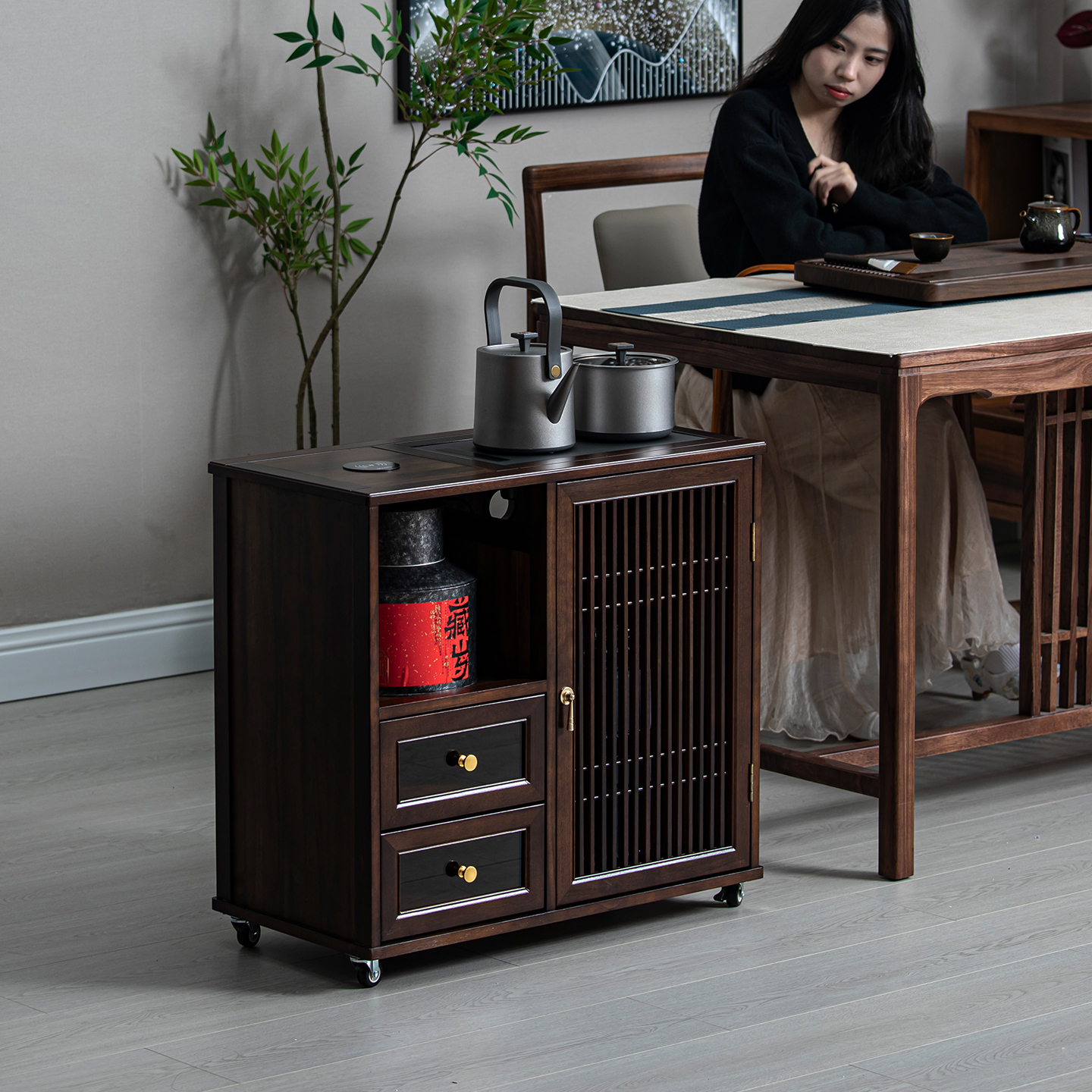 沙发边柜茶水柜自动上水烧水