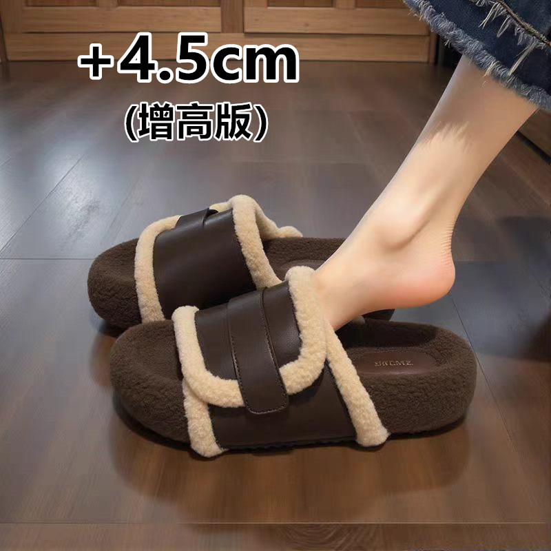 【羊羔绒】厚底毛毛拖鞋女外穿2025新款秋冬软底防滑孕妇勃肯棉拖