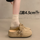 女鞋 一脚蹬包头半拖鞋 2026新款 厚底内增高勃肯鞋 春季 百搭爆款 34码