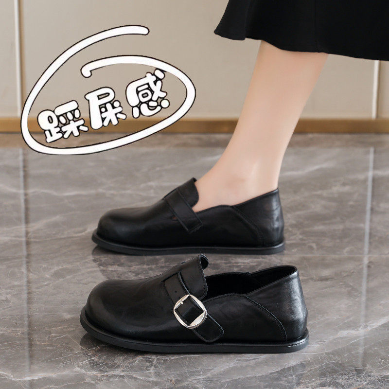 两穿黑色乐福小皮鞋女2026新款春季英伦风平底牛津鞋一脚蹬勃肯鞋,女鞋,勃肯鞋/软木鞋,淘宝优惠券,粉丝福利购,淘宝优惠卷