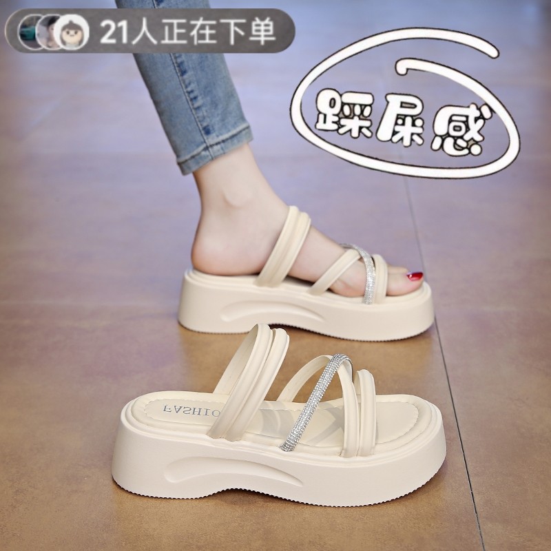 软底厚底两穿凉拖鞋女夏外穿2025新款一字拖沙滩鞋34码配裙子凉鞋,女鞋,一字拖,淘宝优惠券,粉丝福利购,淘宝优惠卷