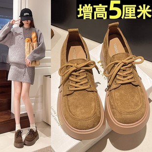 女2025新款 博肯单鞋 春秋爆款 复古乐福鞋 松糕系带休闲鞋 厚底勃肯鞋