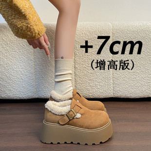 一脚蹬雪地靴34码 厚底增高加绒勃肯鞋 保暖乐福棉鞋 冬季 女2025新款