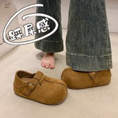 两穿休闲吐司单鞋 春秋一脚蹬乐福鞋 女2026新款 厚底内增高勃肯鞋