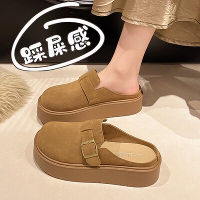 踩屎感大码4142勃肯包头半拖鞋女