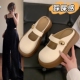 玛丽珍包头半拖鞋 厚底一脚蹬懒人勃肯凉拖34码 女夏季 外穿2025新款