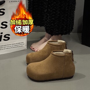 34码 丑萌大头高帮勃肯鞋 加绒毛毛棉鞋 冬季 内增高雪地靴 女2025新款