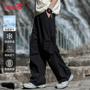 新款 子男夏季 冰丝速干空调裤 男士 班尼路工装 户外运动机能伞兵裤 裤