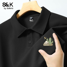 班尼路S&K系列美式短袖polo衫男2025夏季薄款黑色正肩翻领男生T恤