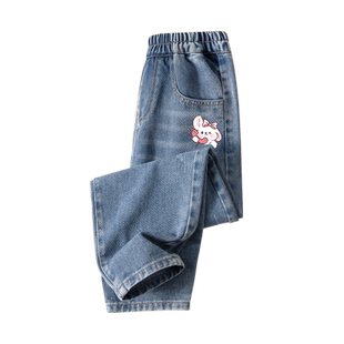 班尼路童装女童加绒牛仔裤2025新款薄绒男童休闲长裤儿童洋气裤子