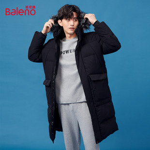 班尼路2026春秋新款可拆卸毛领连帽防风羽绒服男保暖大衣外套Z