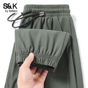 子 冰丝速干束脚裤 班尼路S&K系列军绿色冰感空调运动裤 男2026夏季