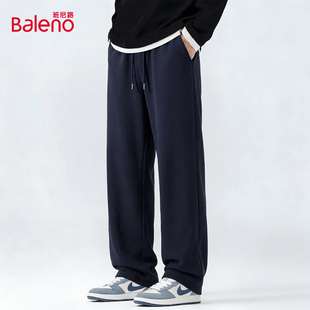 重磅卫裤 宽松休闲裤 藏青色直筒裤 高级感春秋季 子男款 班尼路美式